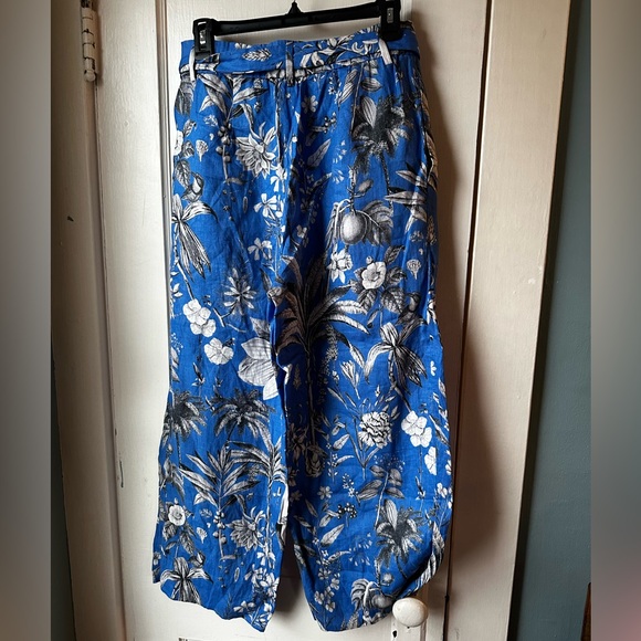 J Crew Blue Italian Linen Wide-leg Pant in Ratti Tropical Toile - Picture 5 of 6
